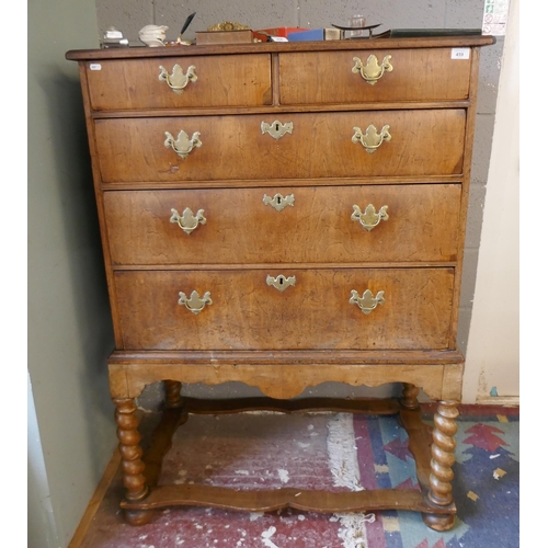 459 - Early walnut chest on stand - Approx size: W: 95cm D: 52cm H: 132cm