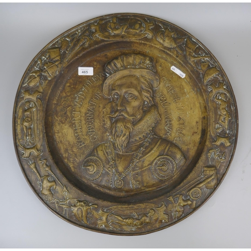 465 - Large brass relief charger