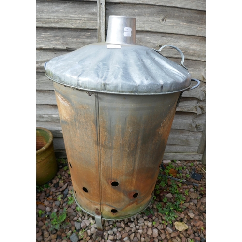 495 - Galvanised garden incinerator