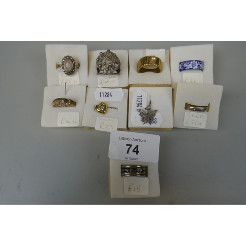 74 - Small collection of costume jewellery to include silver