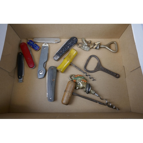 84 - Collection of vintage pen knives and corkscrews