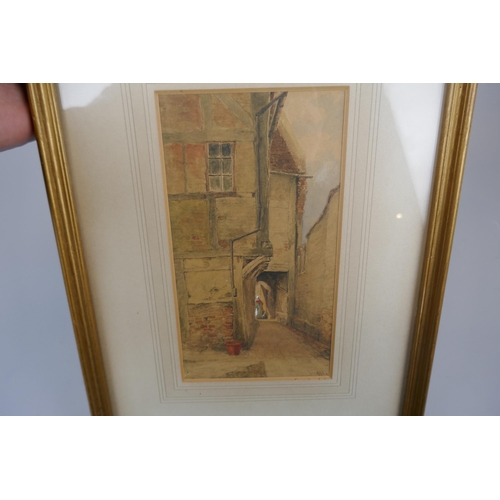 104 - Watercolour by William Wells Quatremain - Sidney Court, Sheep Street, Stratford upon Avon - Approx i... 