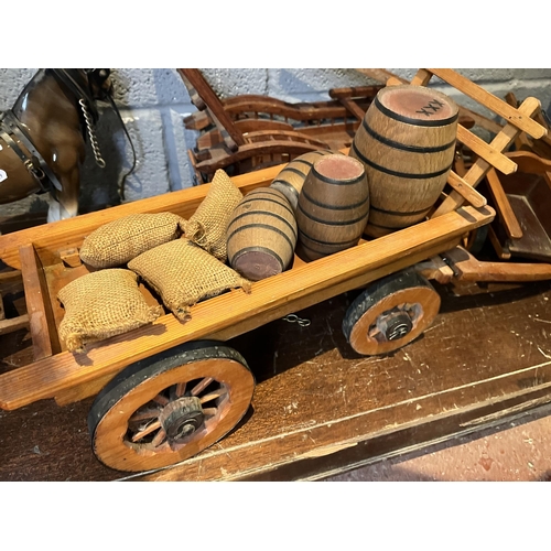 106 - Collection of shire horse carts together shire horse