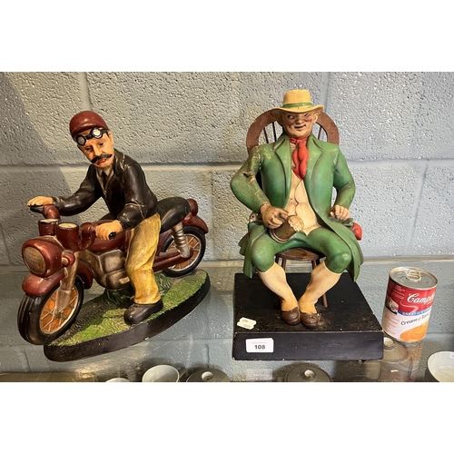 108 - 2 novelty figurines - Approx height of tallest: 37cm