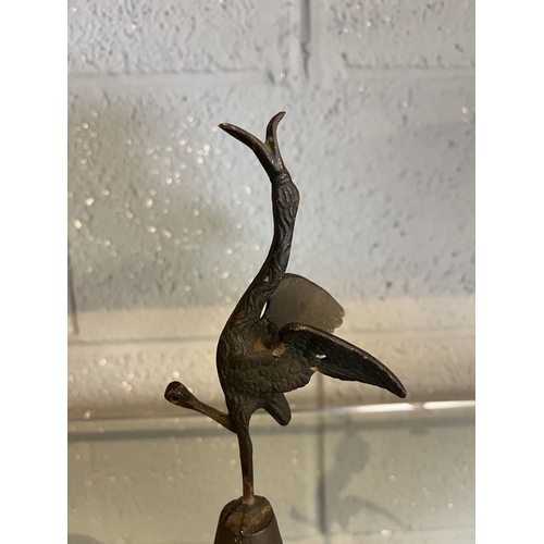 113 - Interesting spelter stork sculpture - Approx height: 20cm