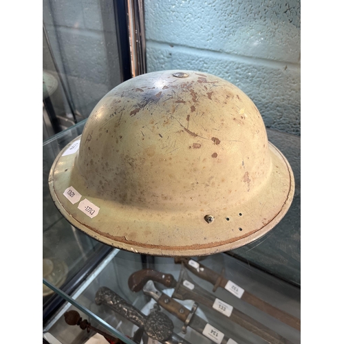 139 - 1940s tin helmet owned by PJ Hastings who worked at the Spitfire factory Castle Bromwich