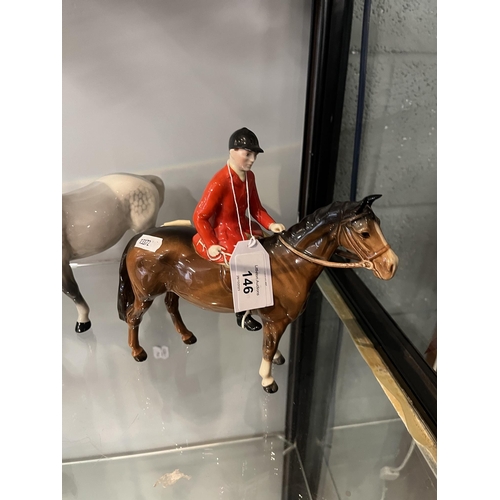 146 - Beswick mare together with Beswick huntsman riding a horse