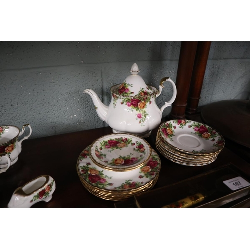 167 - Royal Albert Old Country Roses tea service for 6 together with a telephone