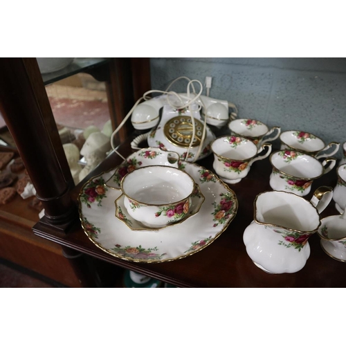 167 - Royal Albert Old Country Roses tea service for 6 together with a telephone