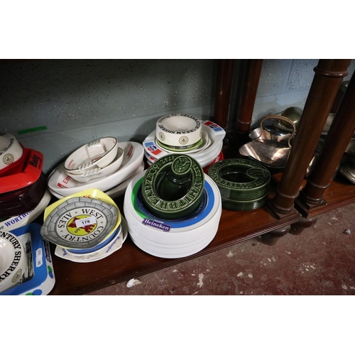 178 - Large collection of pub ashtrays together with Flowers match brick