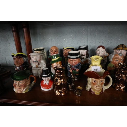 179 - Large collection of Toby jugs and character jugs to include Royal Doulton