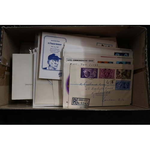 187 - Stamps - GB shoebox of illustrated and plain FDC's