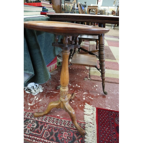 203 - Antique walnut tilt top tripod table with birdcage movement 