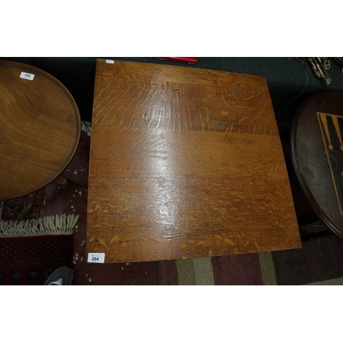 204 - Oak 2 tier occasional table on interesting cast dolphin feet - Approx size: W: 61cm D: 61cm H:76cm