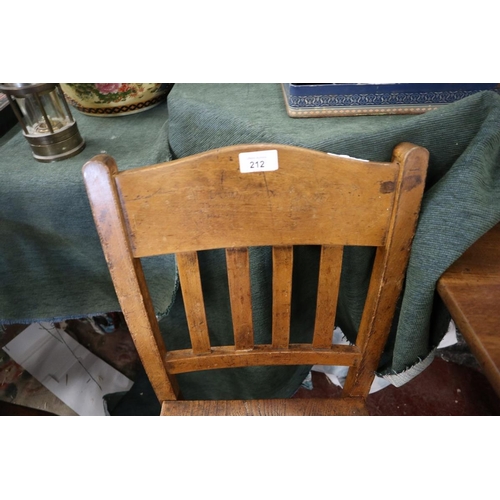 212 - Antique school chair together with writing slate and boxed crayons