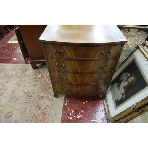 247 - Bow fronted chest of 4 drawers - Approx size: W: 61cm D: 46cm H:74cm