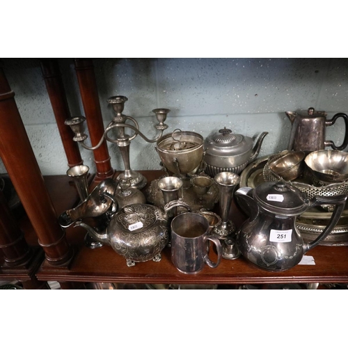 251 - Large collection of silverplate to include teapots etc