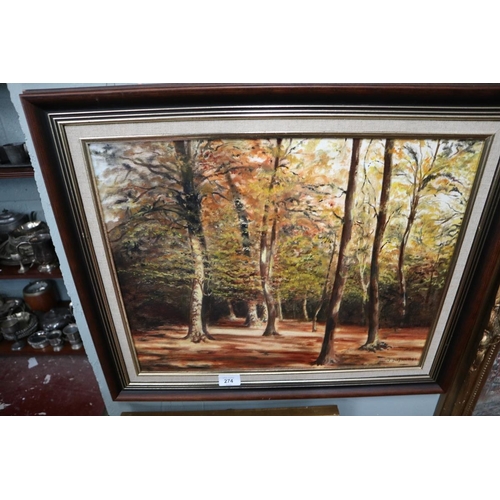 274 - 2 oil paintings of forest scenes