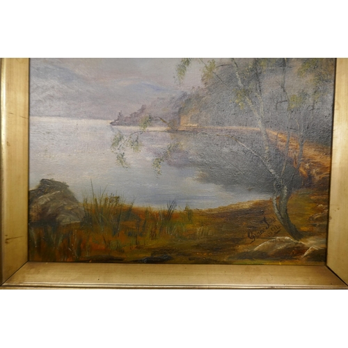 303 - 2 Oil on canvas - River scene signed Grace Todd c1890 - Approx image sizes: 34cm x 44cm