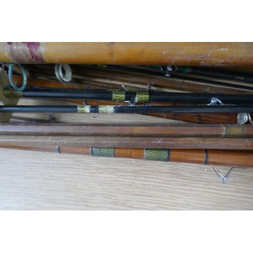 319 - Collection of assorted fishing rods to include fly & course, bamboo and fibreglass