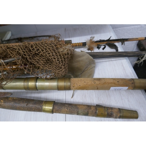 337 - Collection of vintage fishing rods etc.