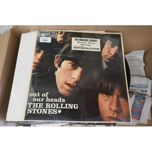 344 - Collection of vinyl LPs to include Rolling Stones etc.