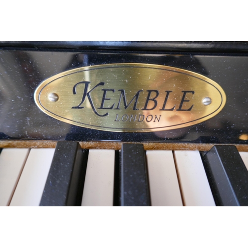 353 - Kemble piano model 121 in black bright finish with original receipt & paperwork