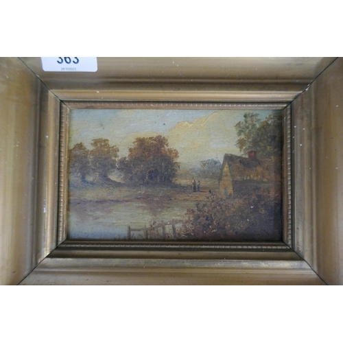 363 - Pair of oils in gilt frames - Approx image sizes: 15cm x 10cm