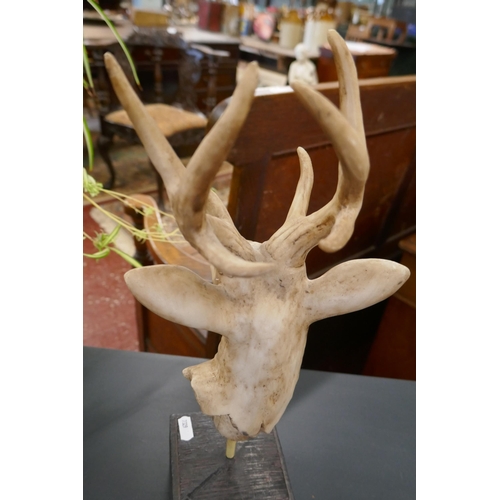 375 - Bust of stag on plinth - Approx height: 46cm