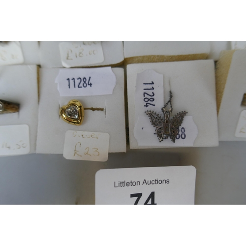 74 - Small collection of costume jewellery to include silver