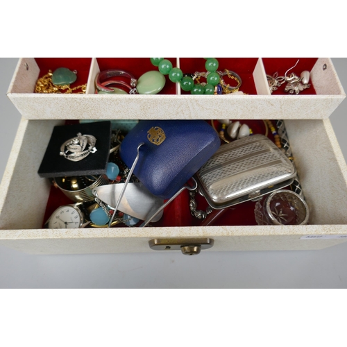 83 - Jewellery box to include silver