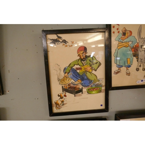 418 - 4 humour pictures - signed Jaber - Approx image sizes: 20.5cm x 29cm