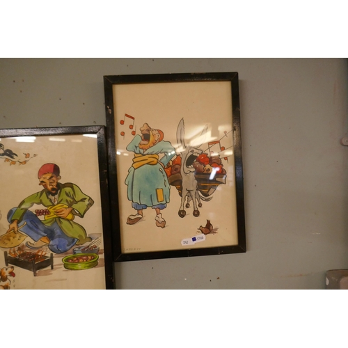 418 - 4 humour pictures - signed Jaber - Approx image sizes: 20.5cm x 29cm