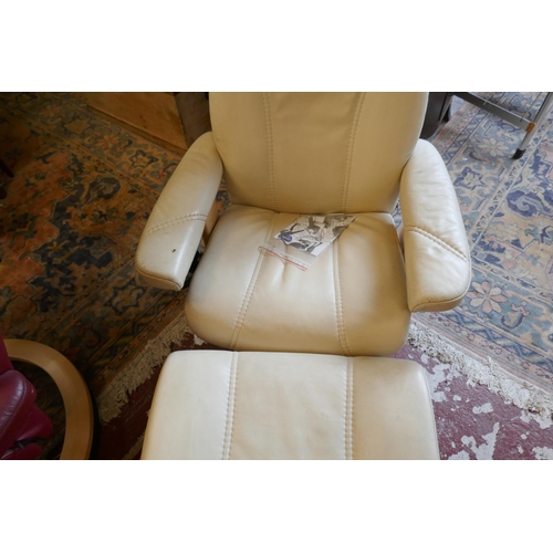 428 - Stressless reclining chair together with matching footstool - Cream