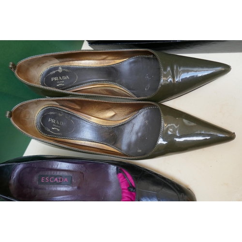 442 - 4 pairs of designer shoes - Escada, Prada Salvatore Ferragamo and Lisa Kay all size 38 size 5 UK