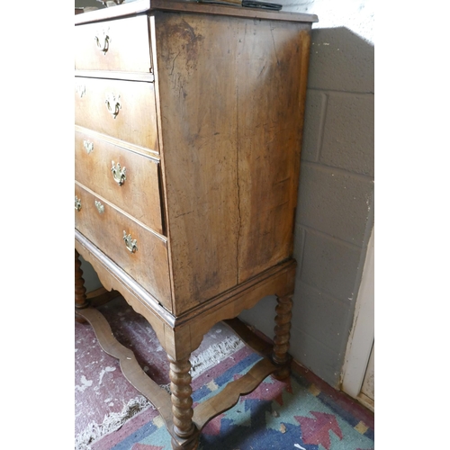 459 - Early walnut chest on stand - Approx size: W: 95cm D: 52cm H: 132cm