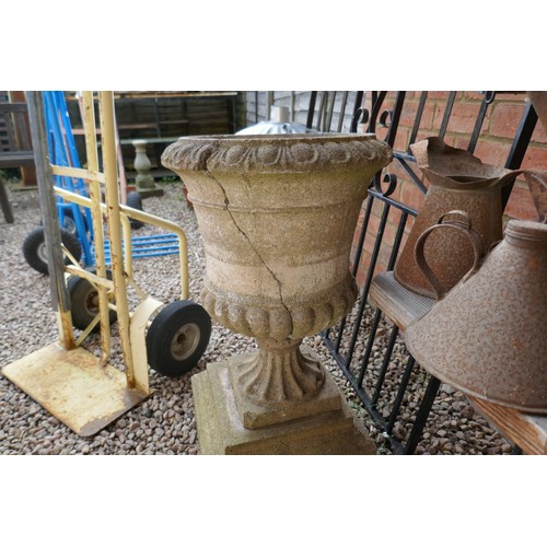 494 - Pair of stone garden urns - Approx height: 77cm