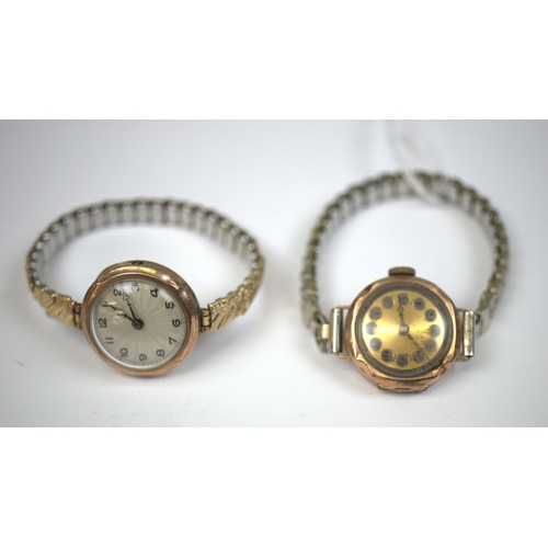 112 - 2 gold cased ladies watches