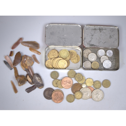 126 - Collection of coins and flints