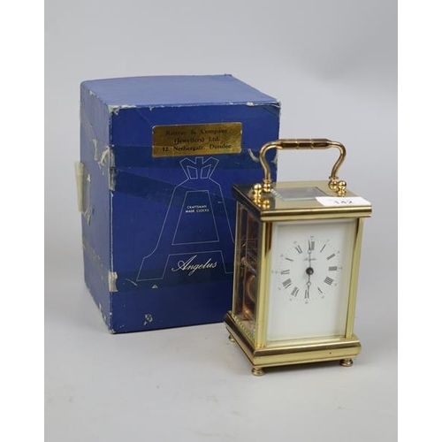142 - Angelus carriage clock in original box