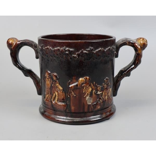 185 - Antique treacle glazed 2 handled pot