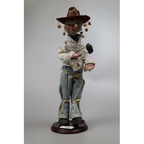 189 - Musical figurine of an Australian swagman. Plays Waltzing Matilda
