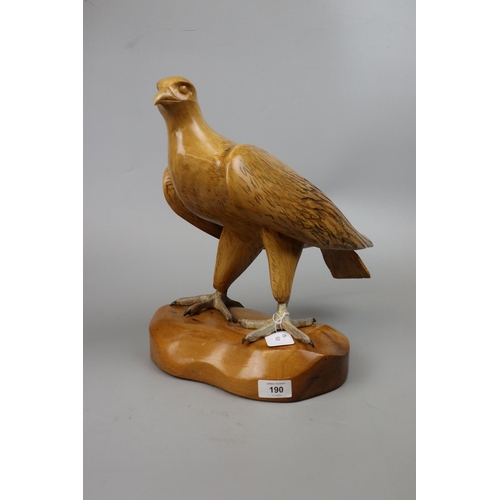 190 - Wooden eagle on stand - Approx height: 37cm