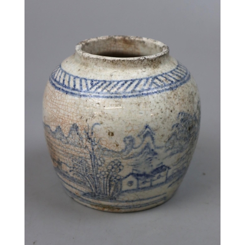 209 - Early blue & white ginger jar