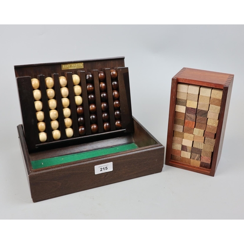 215 - 2 cased games wooden connect 4 and a takeradi African game comprising of all different woods