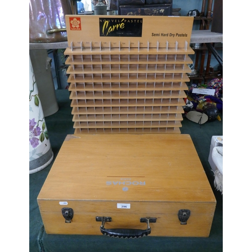 296 - Wooden collectors chest together with a display cabinet