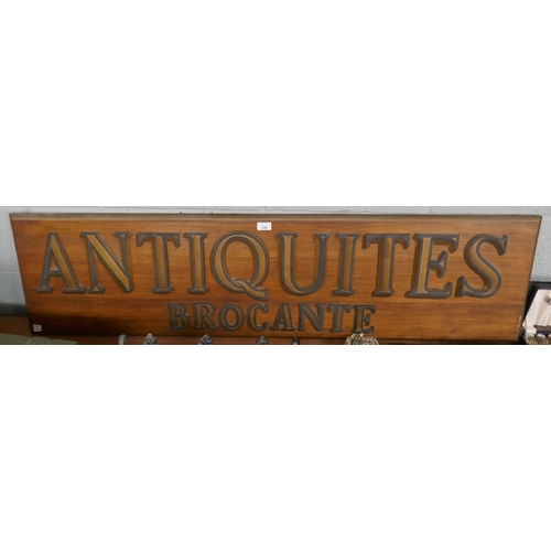 346 - Wooden sign Antiquities Brocante