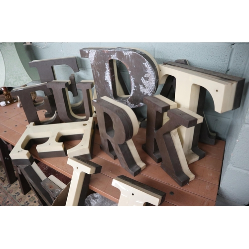 351 - 15 hand made copper illuminated letters from a shop front in Germany