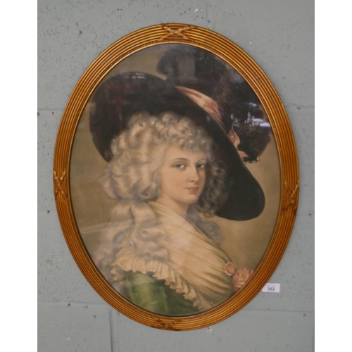 352 - Gainsborough style painting in oval frame - Duchess of Devonshire