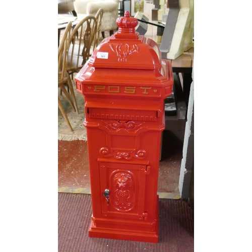 361 - Aluminum postbox - Approx height: 104cm